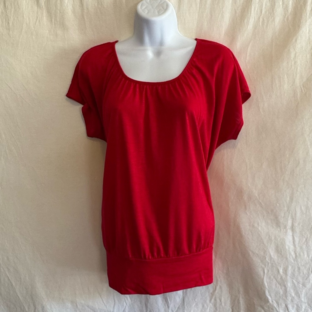 E-167 Cato Red‎ Short Sleeve Pullover Blouse Size S